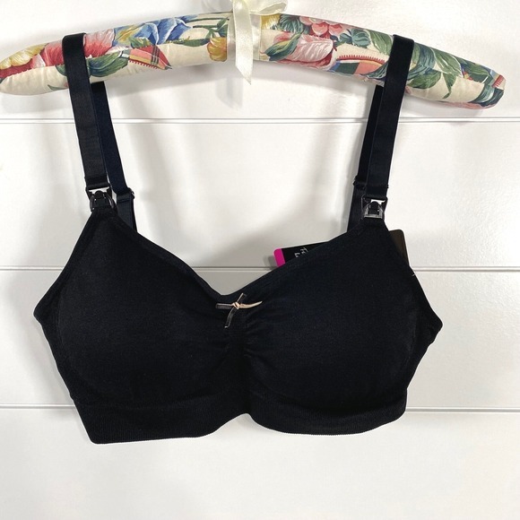 HotMilk Womens My Necessity Nursing Sleep Bra sz S DD-F NWT Black Wireless Comfy - Picture 1 of 16